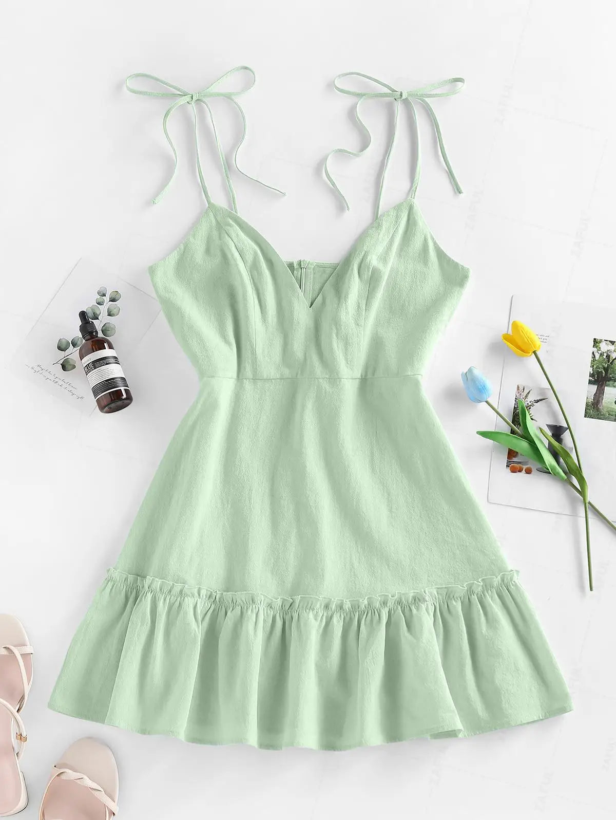Flouncy Tie-Shoulder Mini Dress for Chic Style
