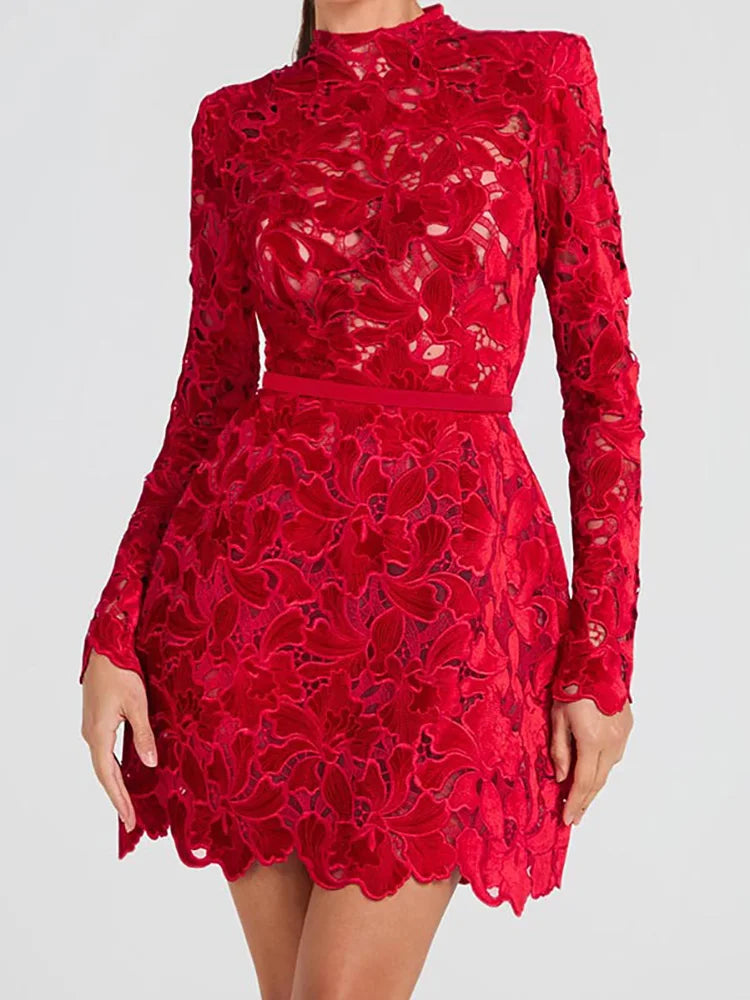 Chic Hollow Out Mini Dress for All Seasons