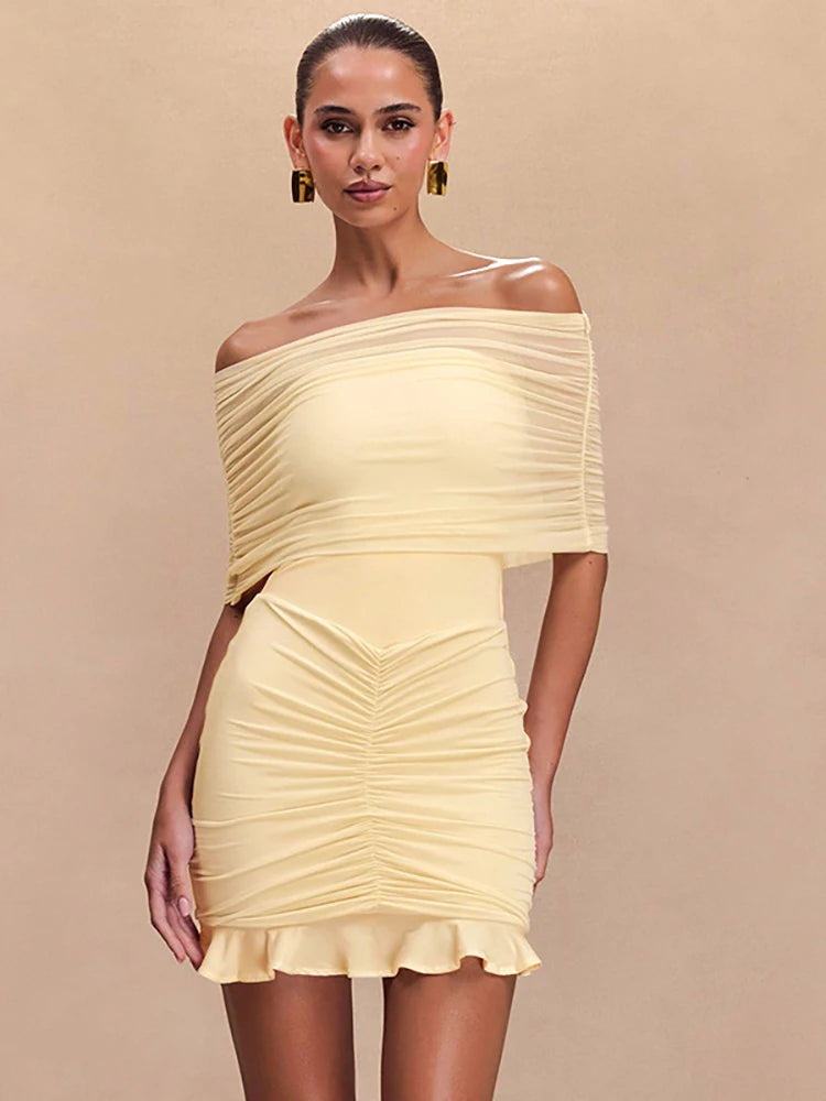 Sexy Off-Shoulder Mesh Mini Dress for Parties