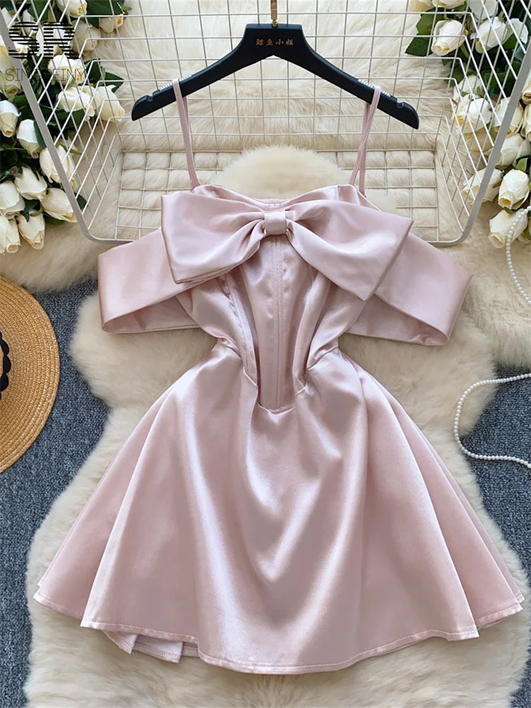Satin Off-Shoulder Bodycon Mini Dress for Parties