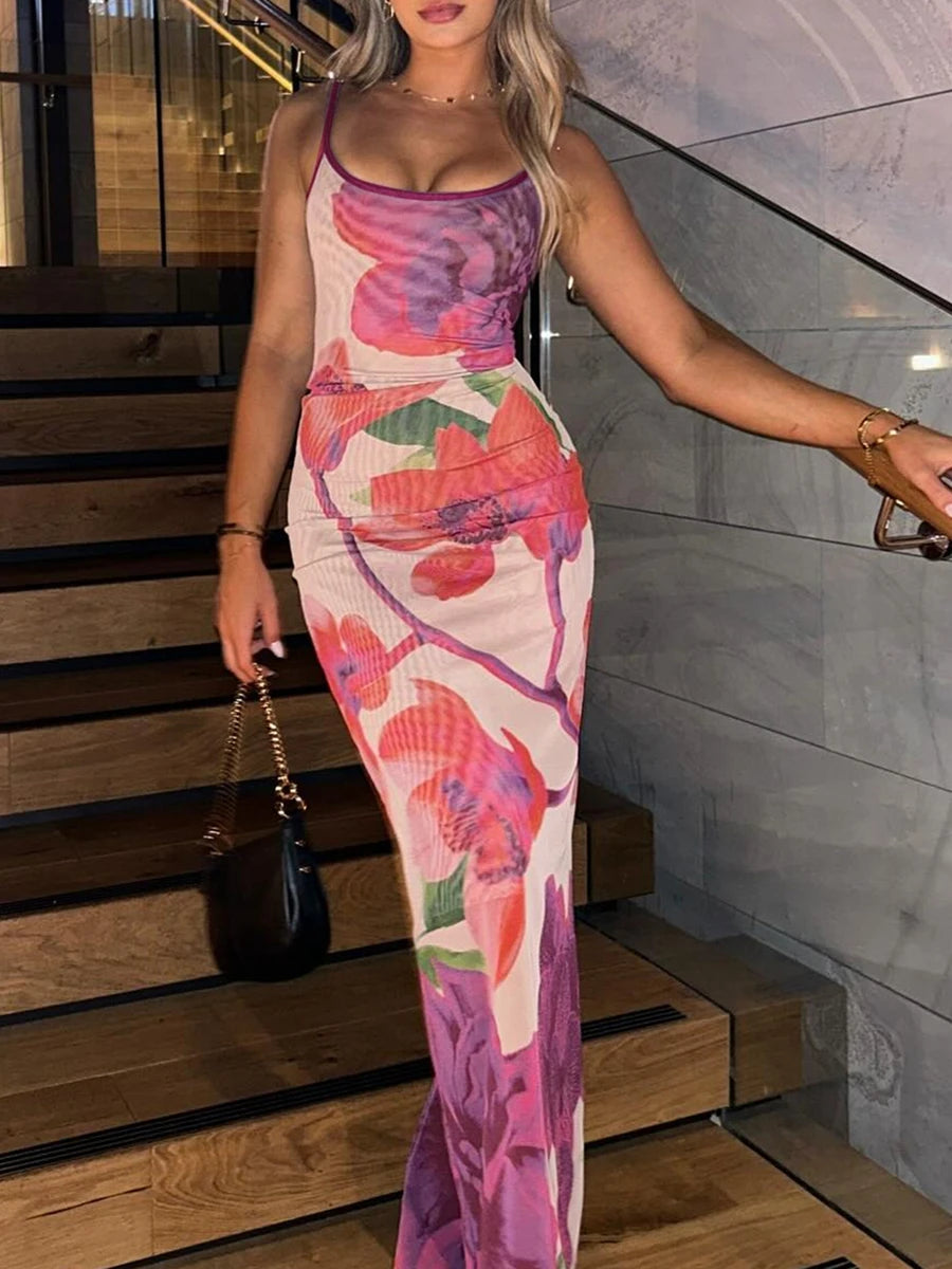 Elegant Floral Maxi Dress for Summer Parties