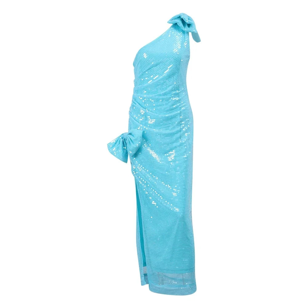 Chic Diagonal Collar Maxi Dress for Women