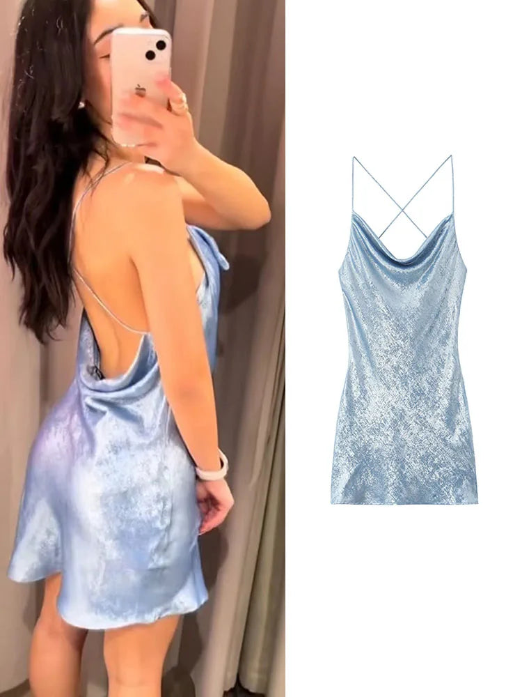 Chic Summer Backless Mini Dress for Parties