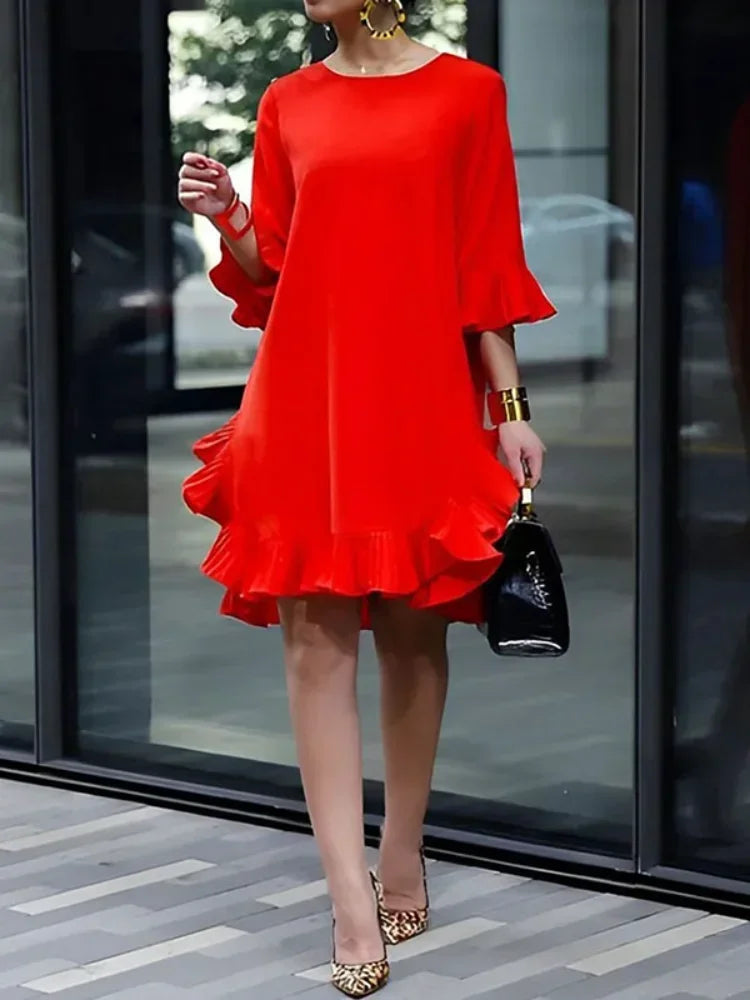 Stylish Ruffle Midi Dress for Elegant Evenings
