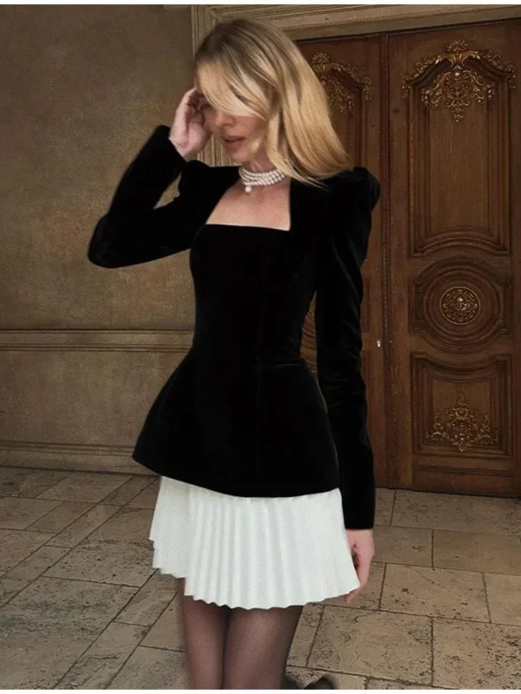 Chic Velvet High Waist Mini Dress for Parties