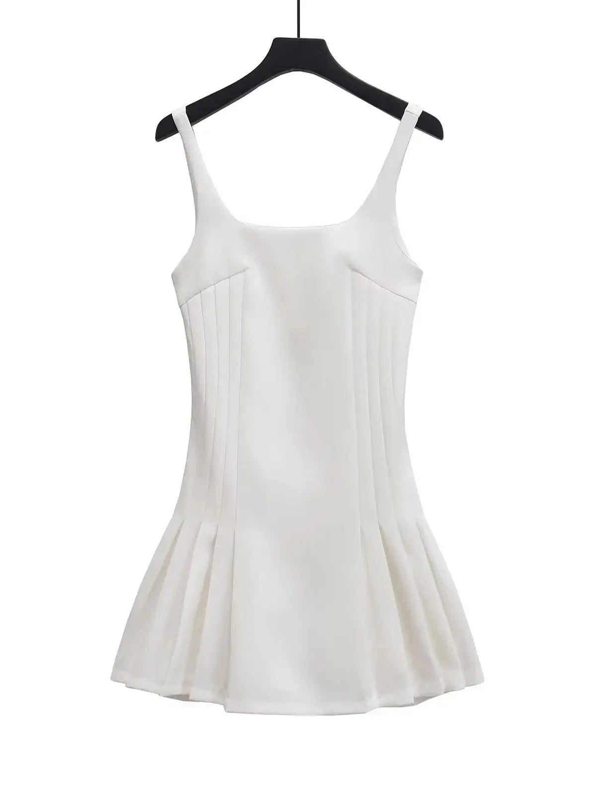 Chic White Box Pleat Mini Dress for Women