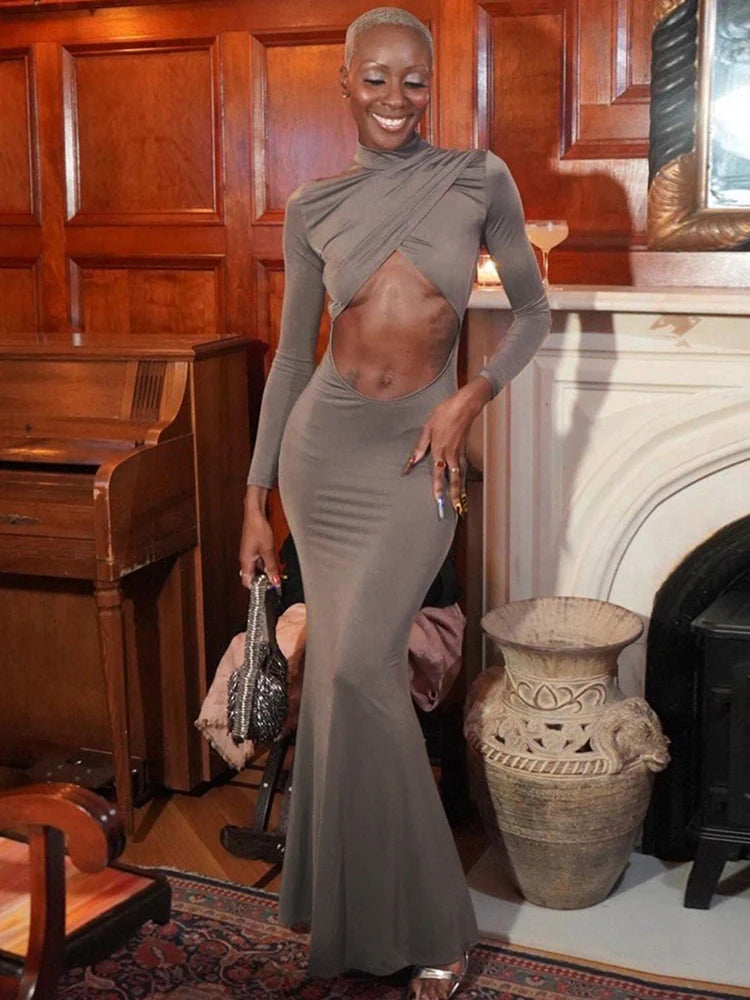 Chic Hollow Out Maxi Dress for Elegant Parties