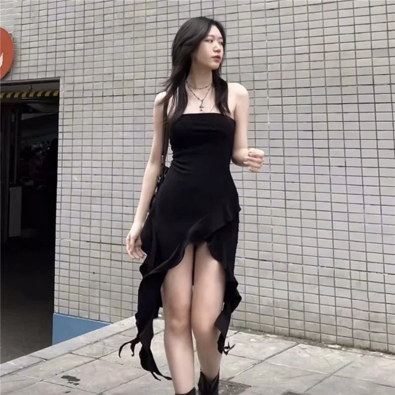 Chic Off-Shoulder Black Mini Dress for Summer