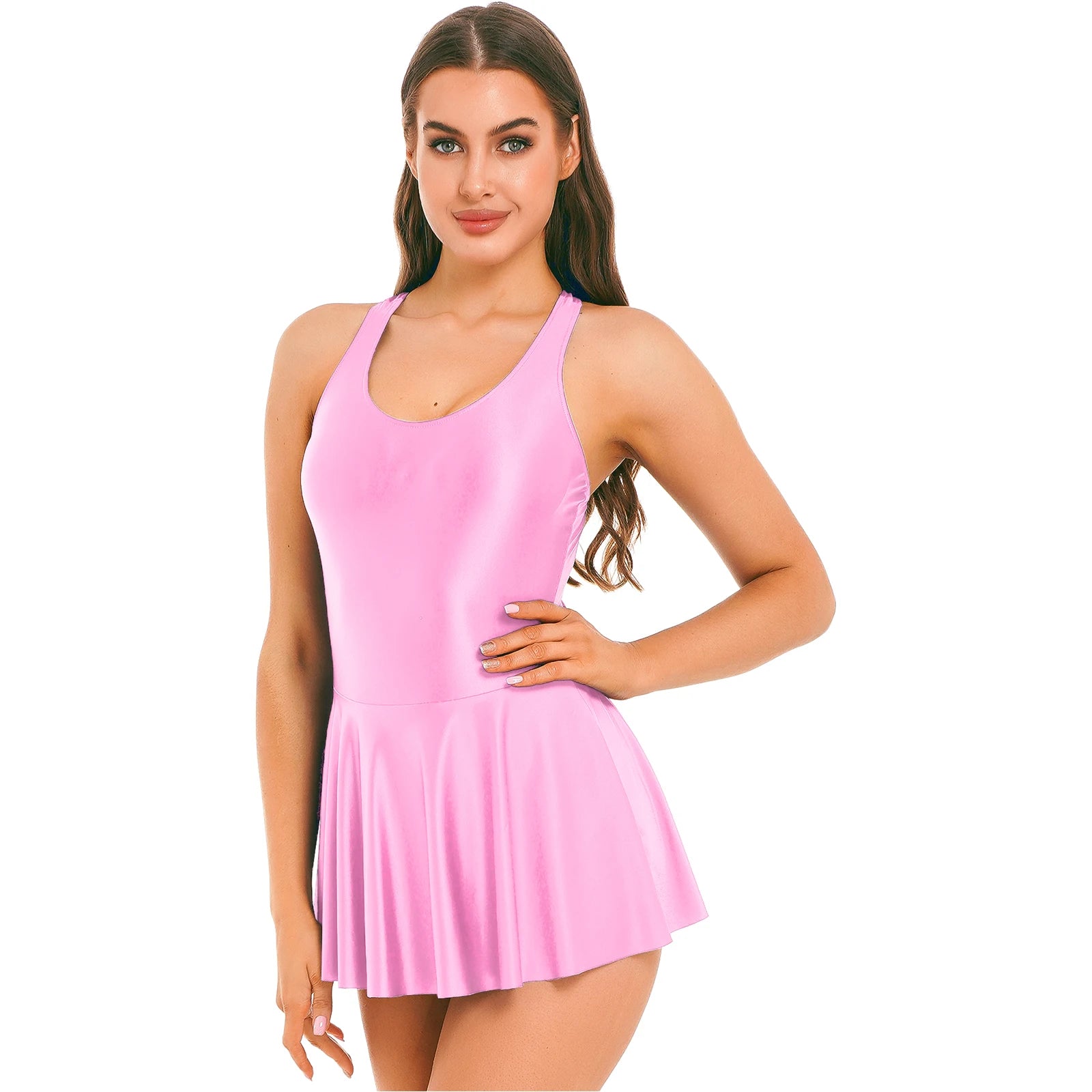 Glossy Sleeveless Tennis Dress for Active Women