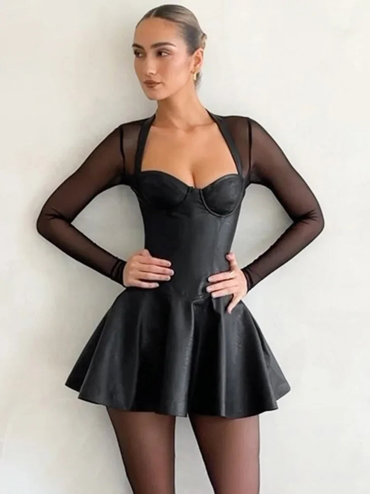 Sleek Black Plunge Bodycon Dress for Women