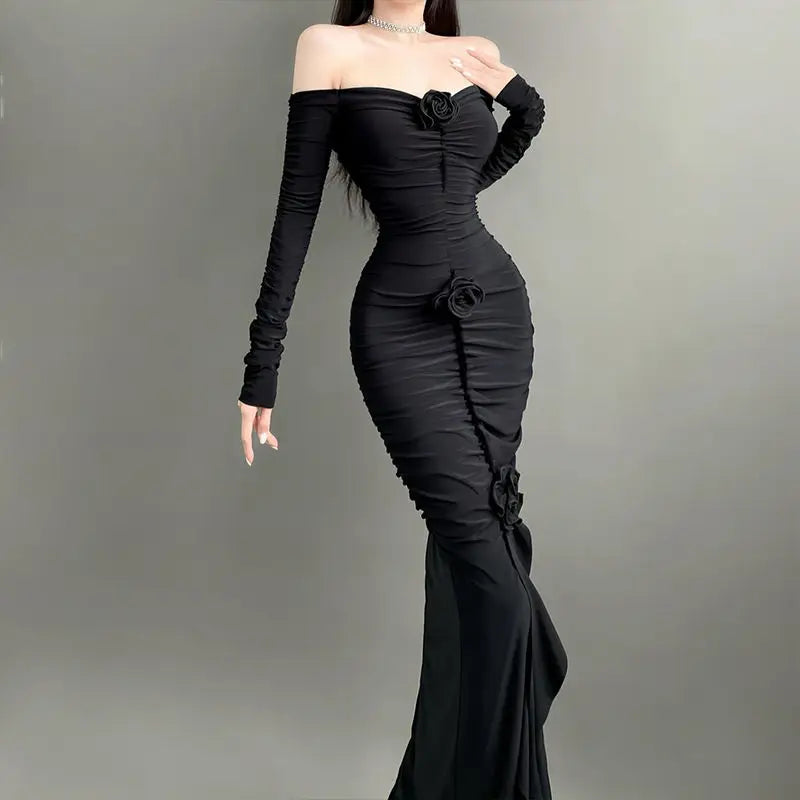Unique One Shoulder Floral Spring Dress for Women