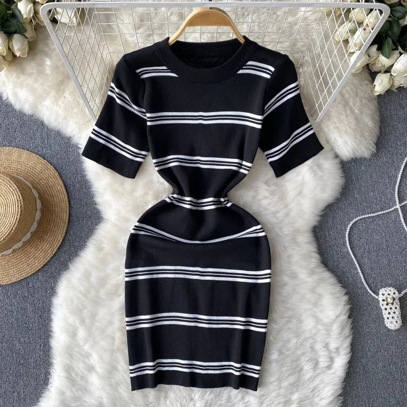 Catchy Summer Knitted Mini Dress for Beach Fun