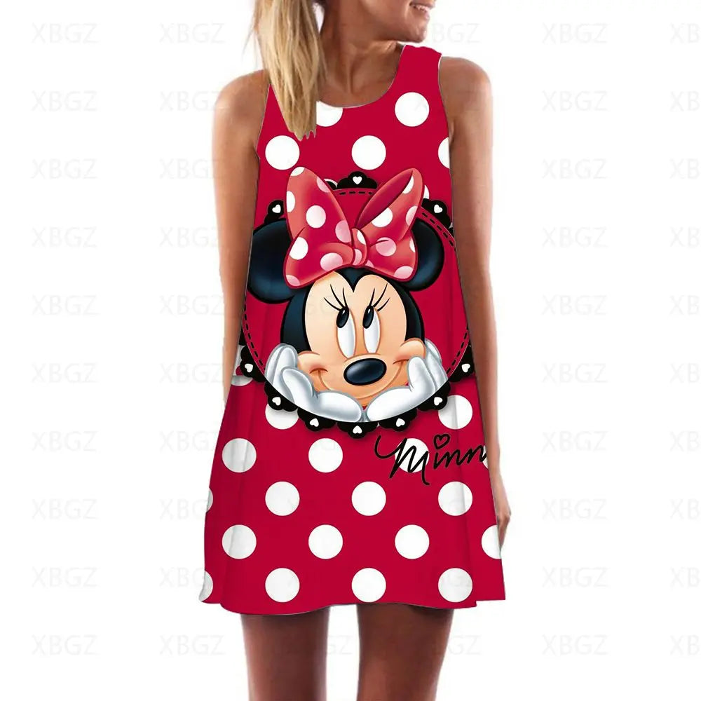 Minnie Mouse Boho Summer Sleeveless Dress for Women