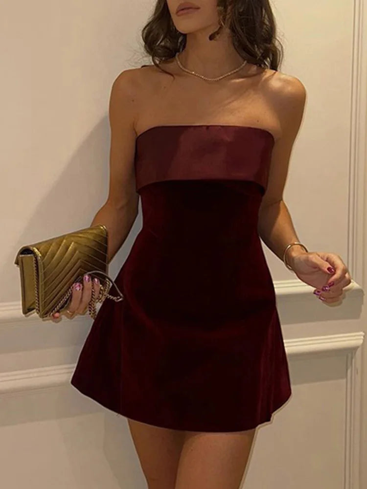Elegant Backless High Waist A-Line Mini Dress