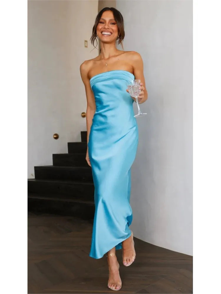 Satin Sleeveless Bodycon Party Dress for Women