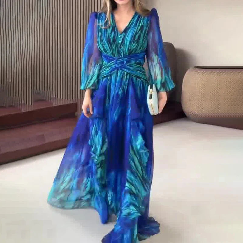 Chic Cross-Waist Pleated Maxi Dress for Parties