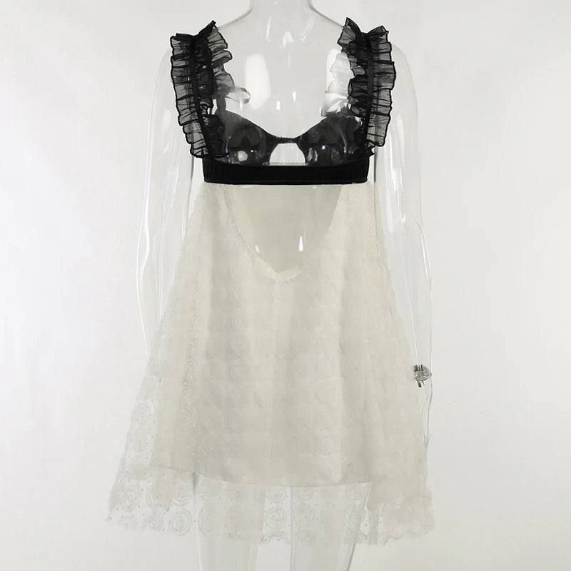 Lace Patchwork Floral Short Skirt Dress for Women - Image 11