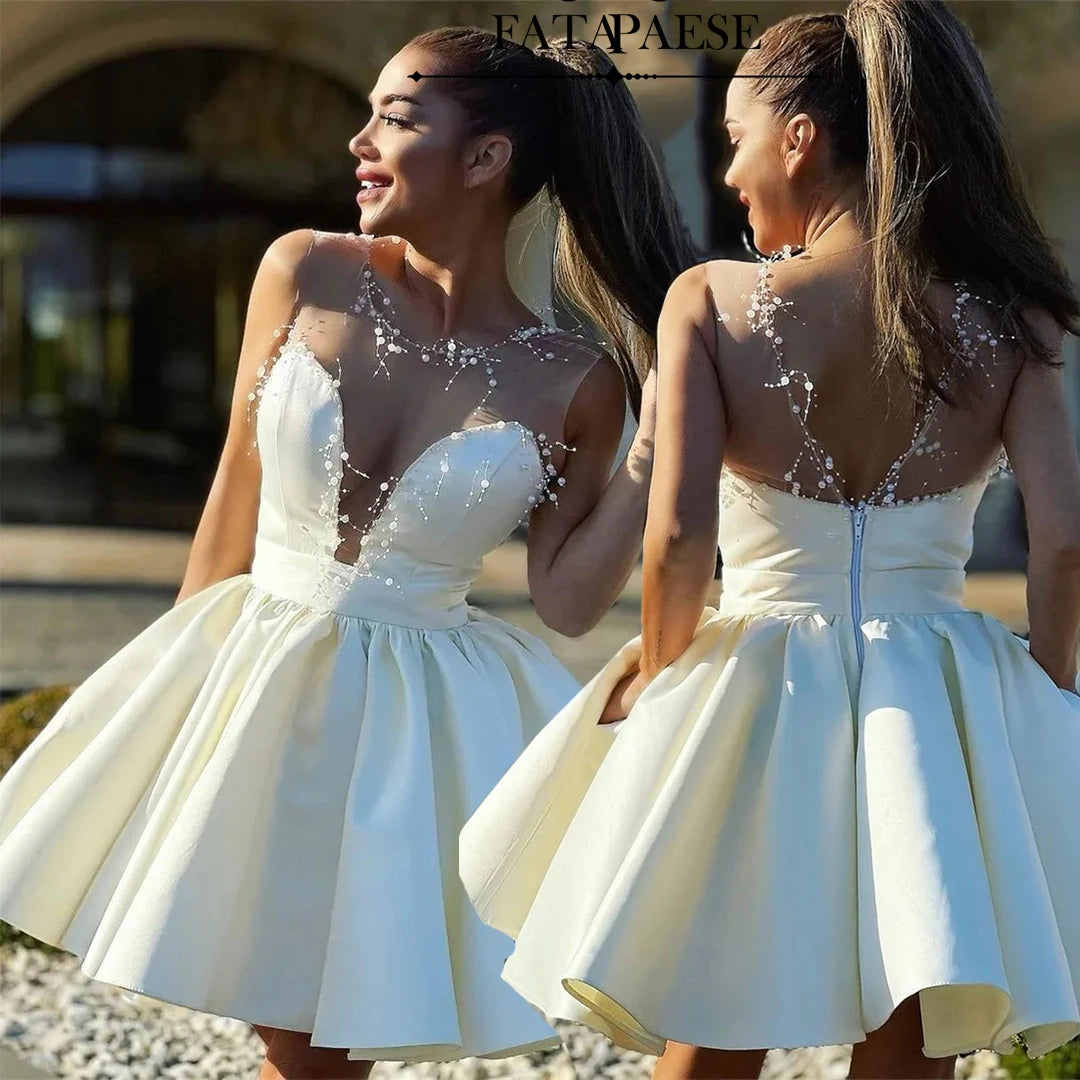 Elegant Backless Ivory Sweetheart Homecoming Dress