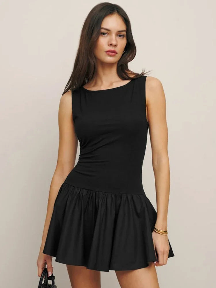 Stylish Black Sleeveless Mini Party Dress for Women