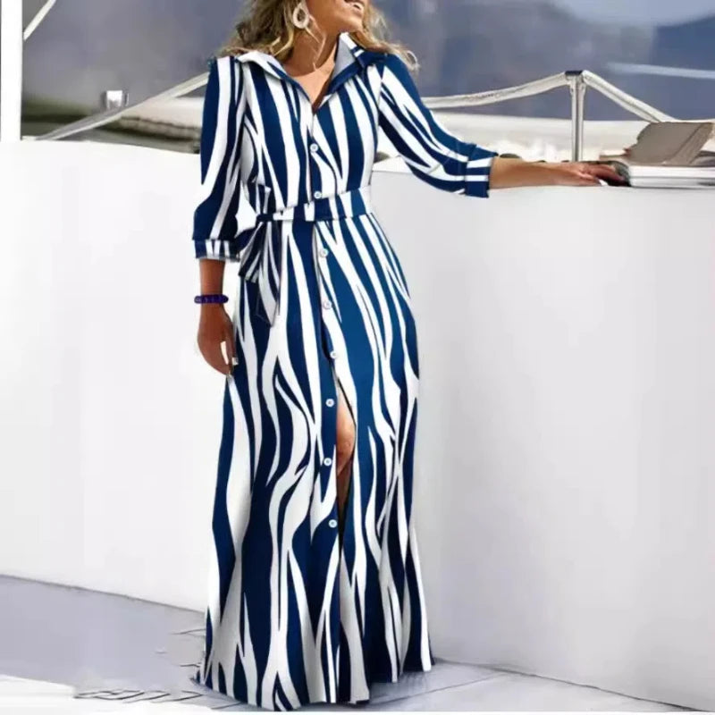Stylish Long Sleeve Printed Dress for Women