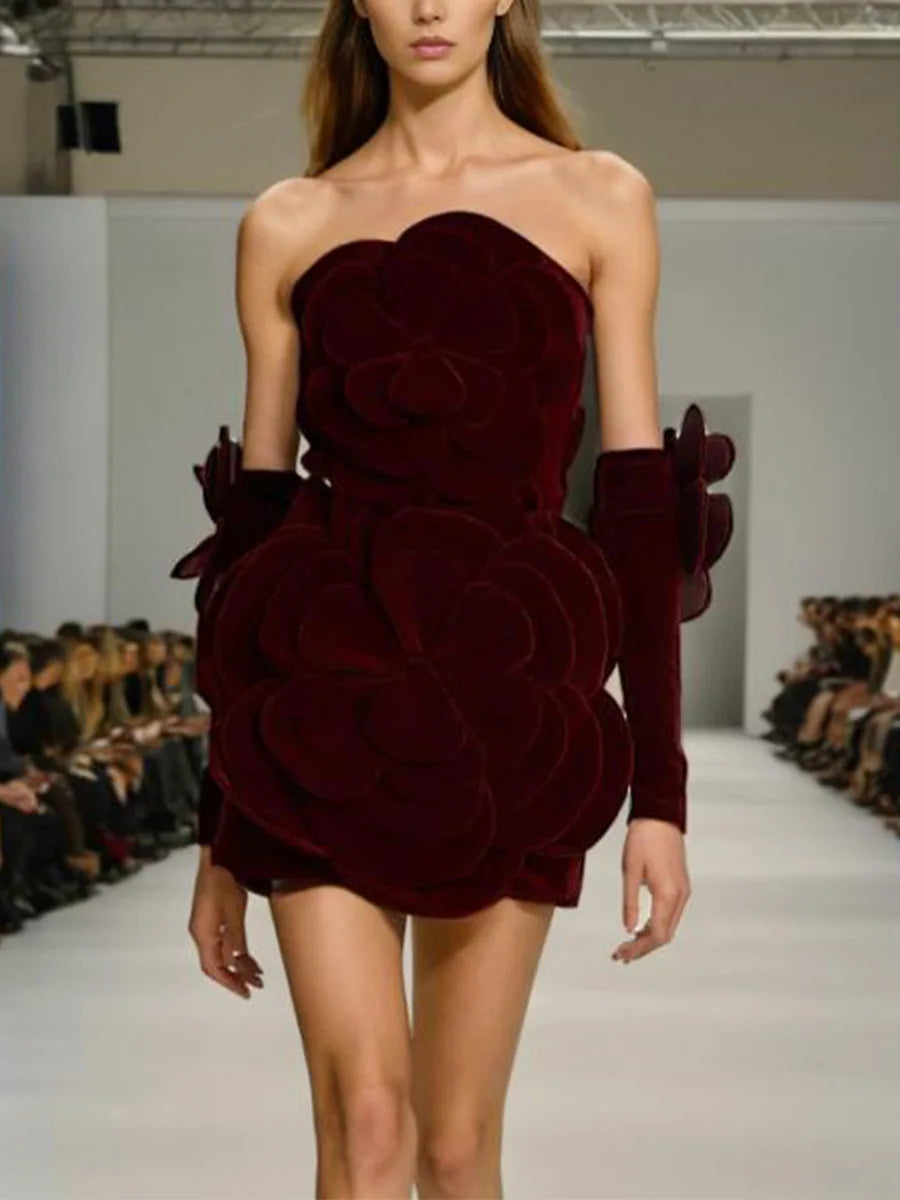 Elegant Socialite-Style Women's Strapless Mini Dress
