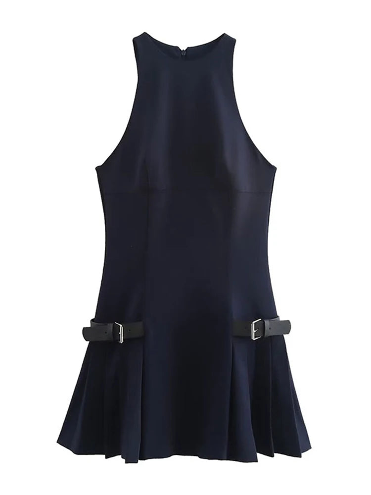 Elegant A-Line Sleeveless Belted Dress for Women