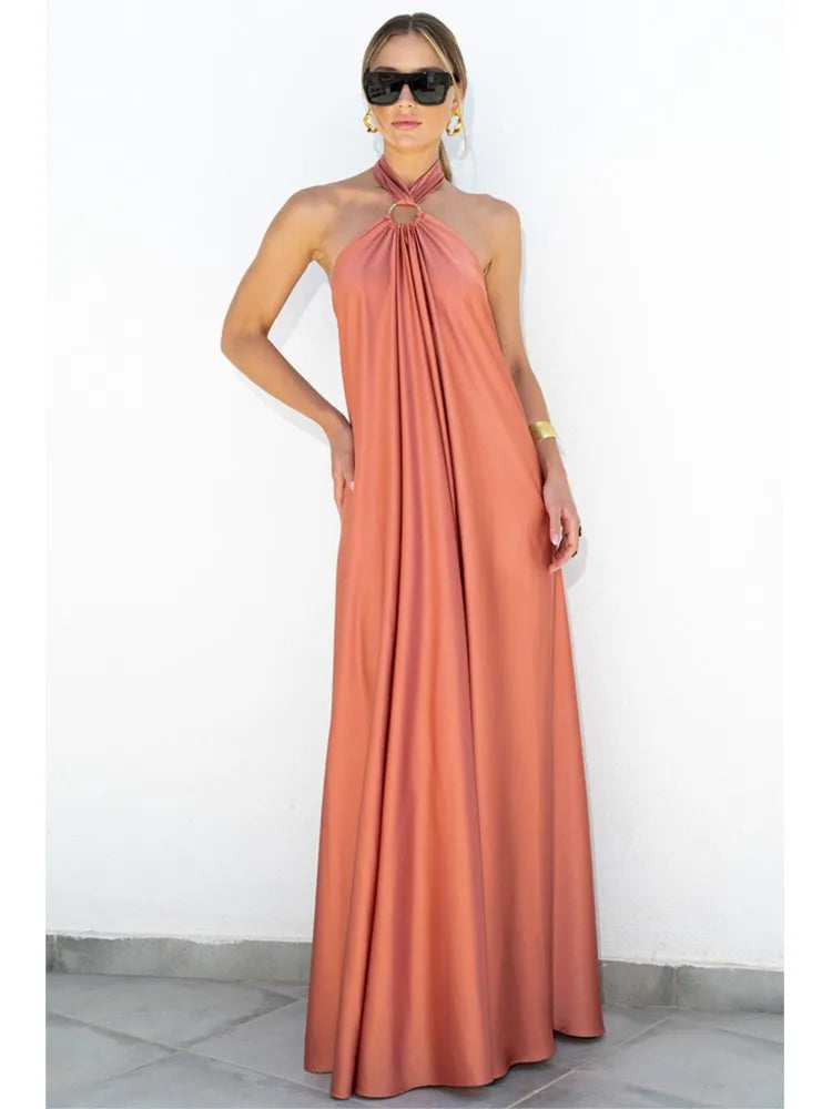 Elegant Satin A-Line Party Dress for Ladies