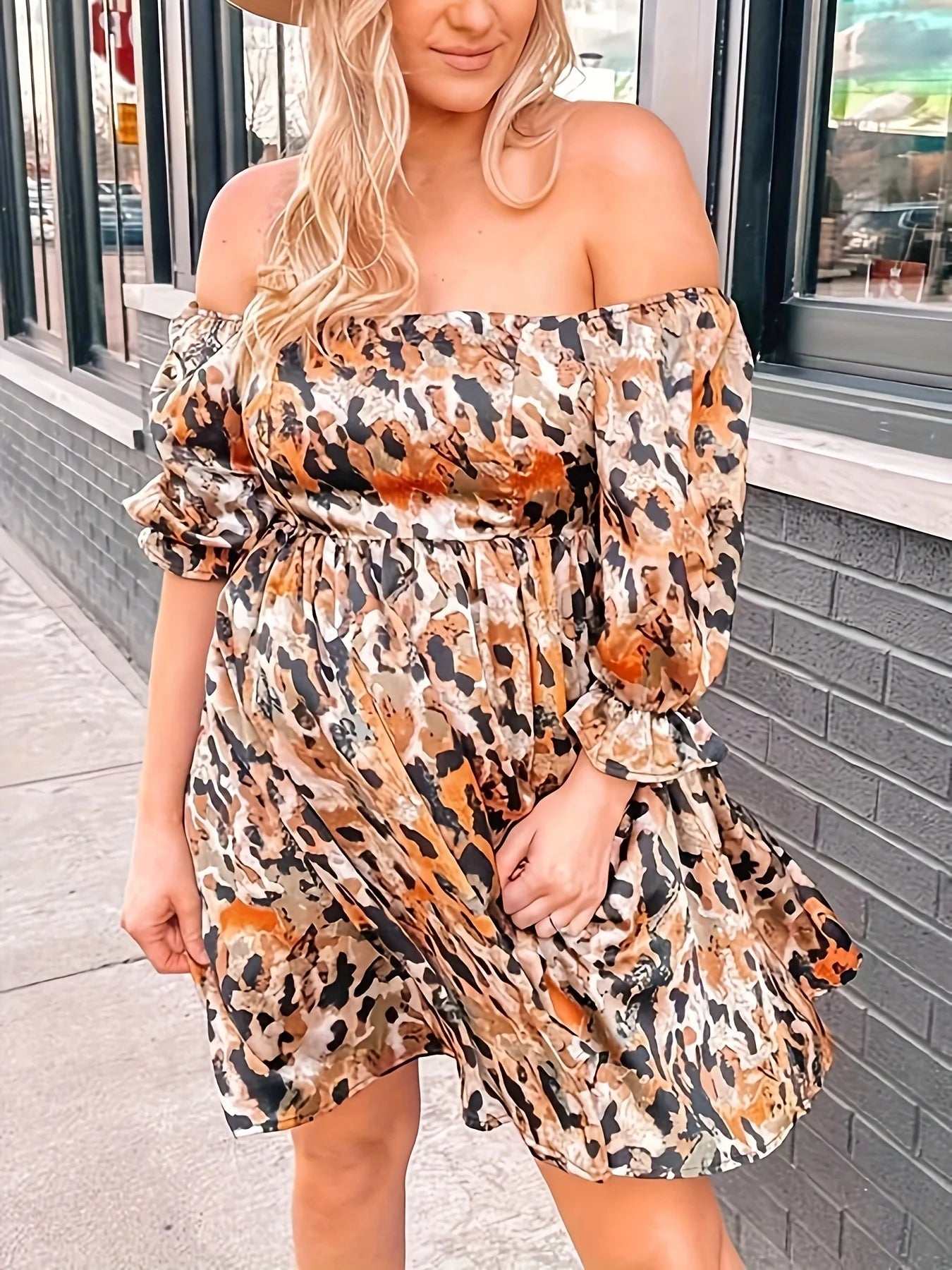 Catchy Plus Size Leopard Print Dress for Summer Clearance