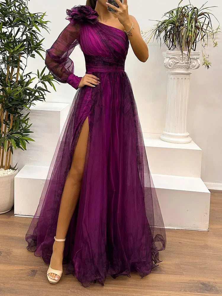 One Shoulder Simple Maxi Dress