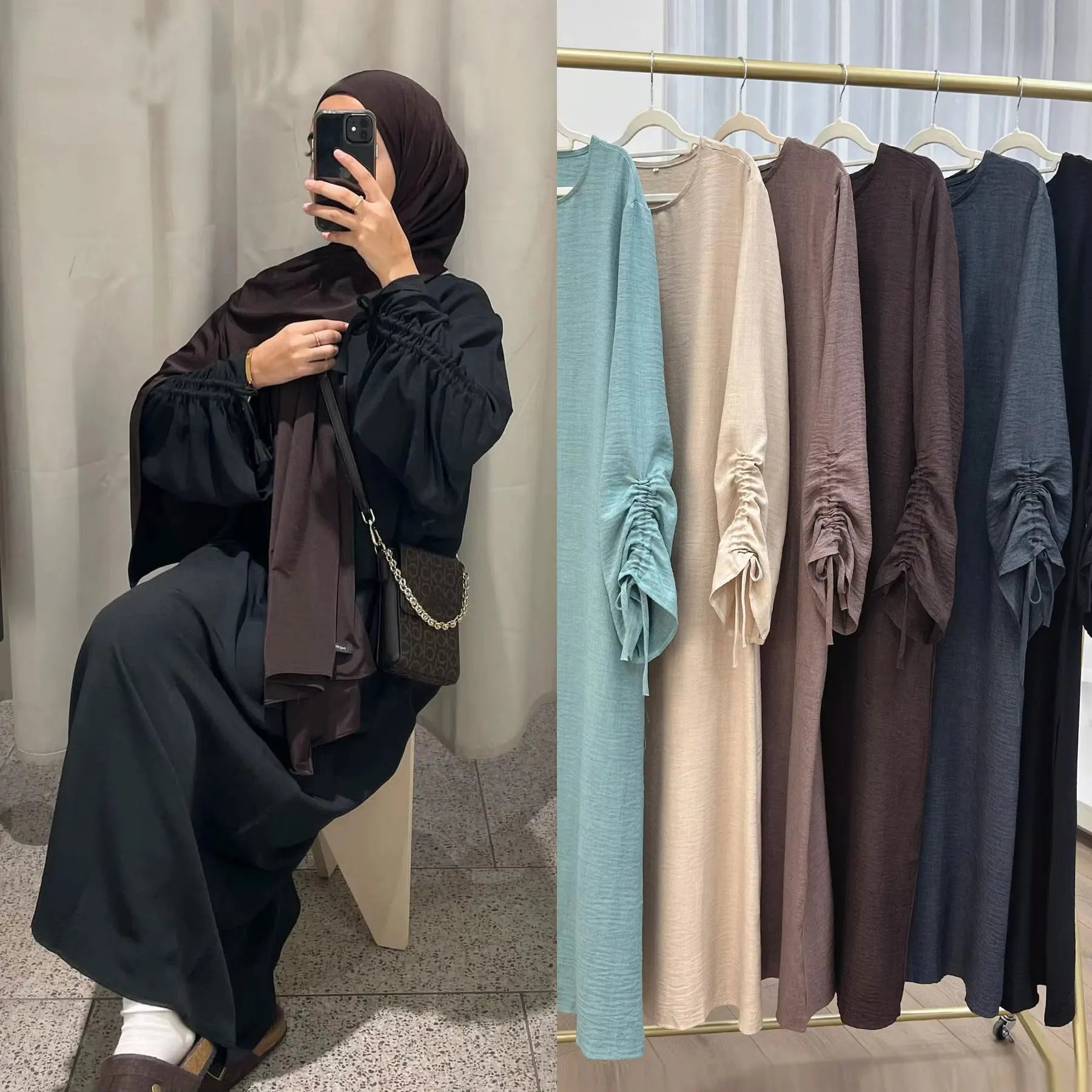 Eid Modest Dress: Lace-up Sleeve Kaftan Robe