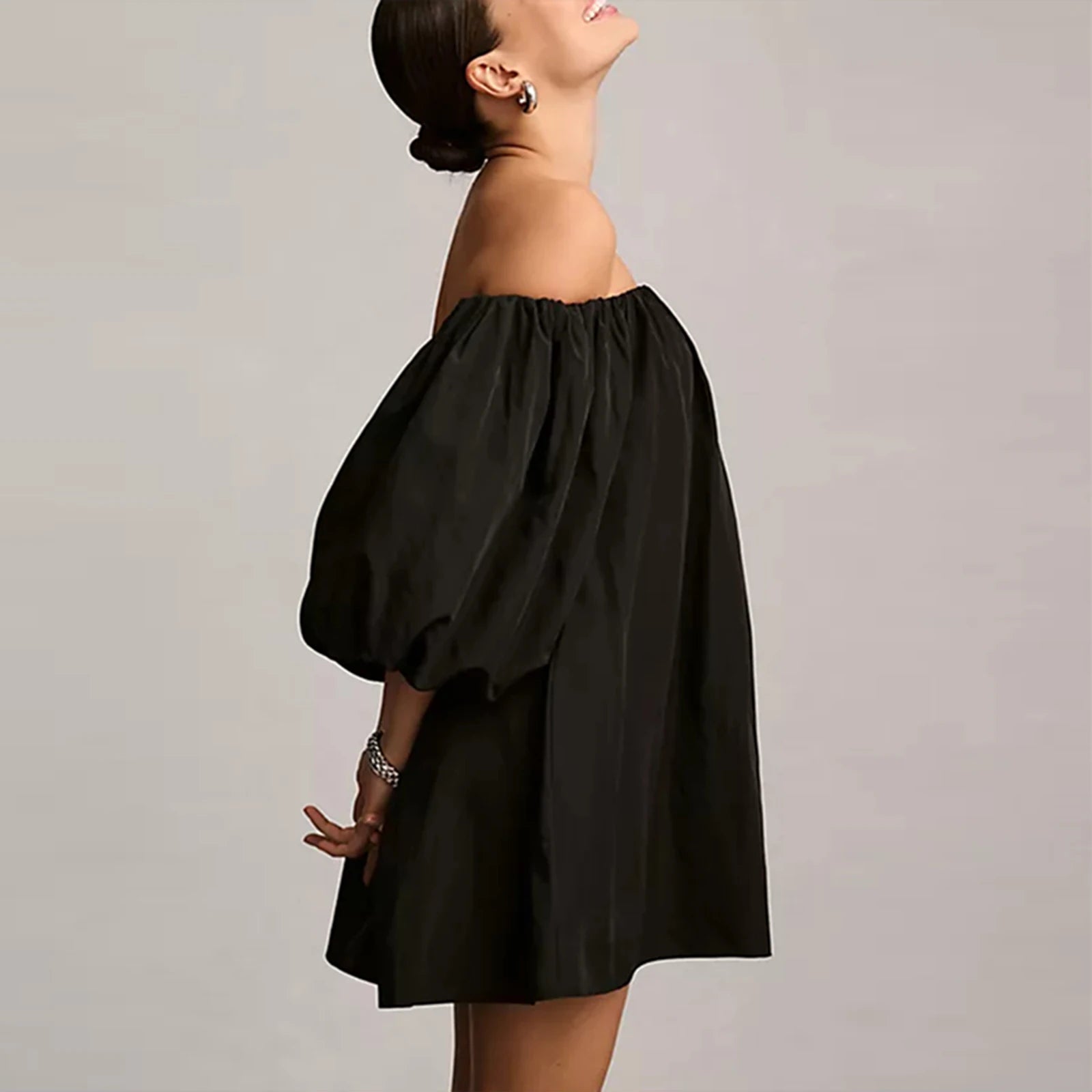 Off Shoulder Puff Sleeve Mini Dress for Summer Fun