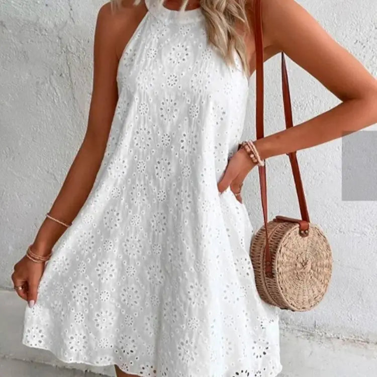 Elegant White Mini Dress for Women - Summer Party Style