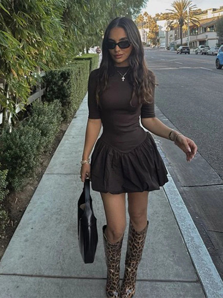 Casual Knitted Patchwork A-line Mini Dress