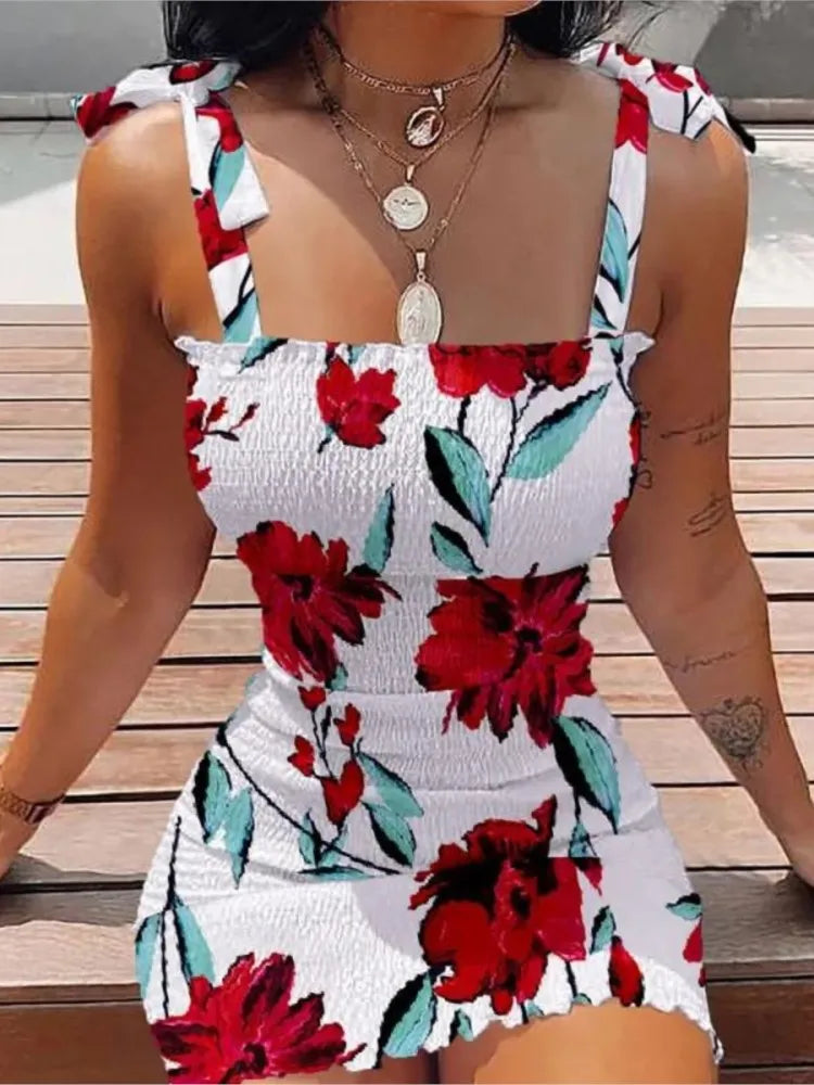 Summer Slim Fit Spaghetti Strap Bodycon Mini Dress