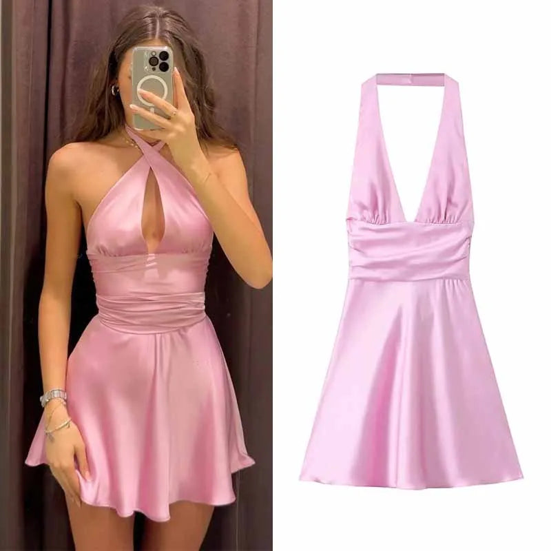 Backless Butterfly Lace-Up Mini Dress for Summer
