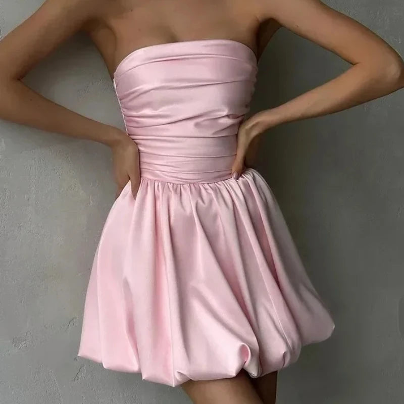 Elegant Off-Shoulder Pleated Mini Dress for Parties