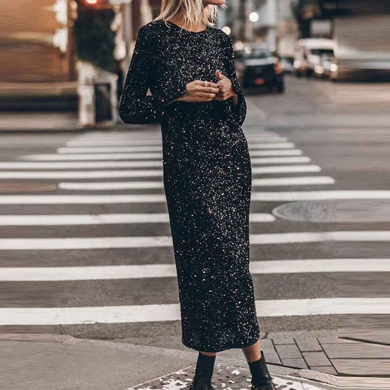 Elegant Sparkling Beads Party Maxi Dress for Women