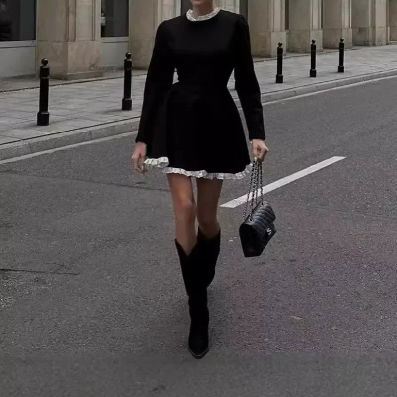 Elegant Black Lace Mini Dress for Stylish Women