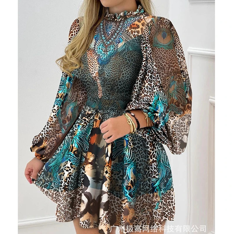 Stylish Summer Print Slim High Waist Dress