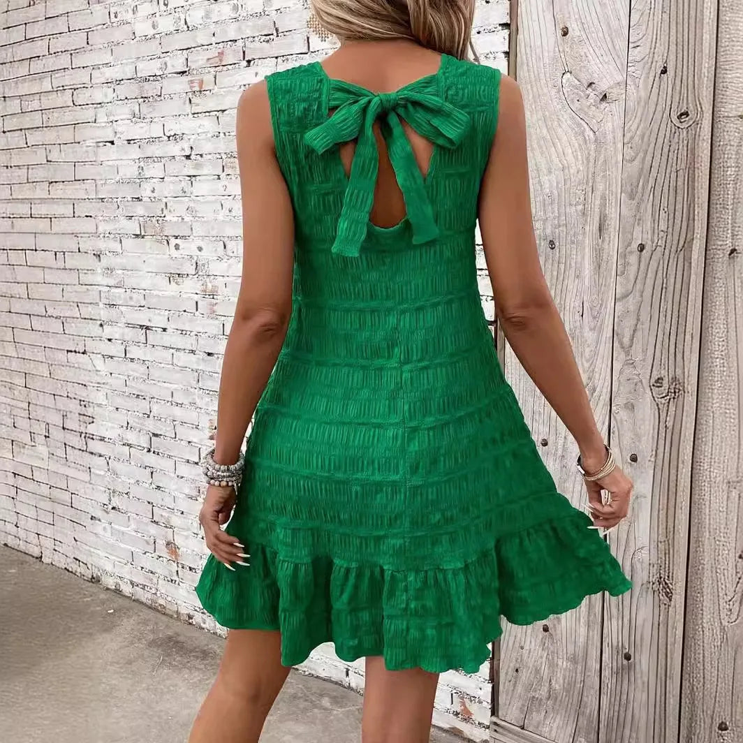 Elegant Sleeveless Ruffle Mini Dress for Summer Beach
