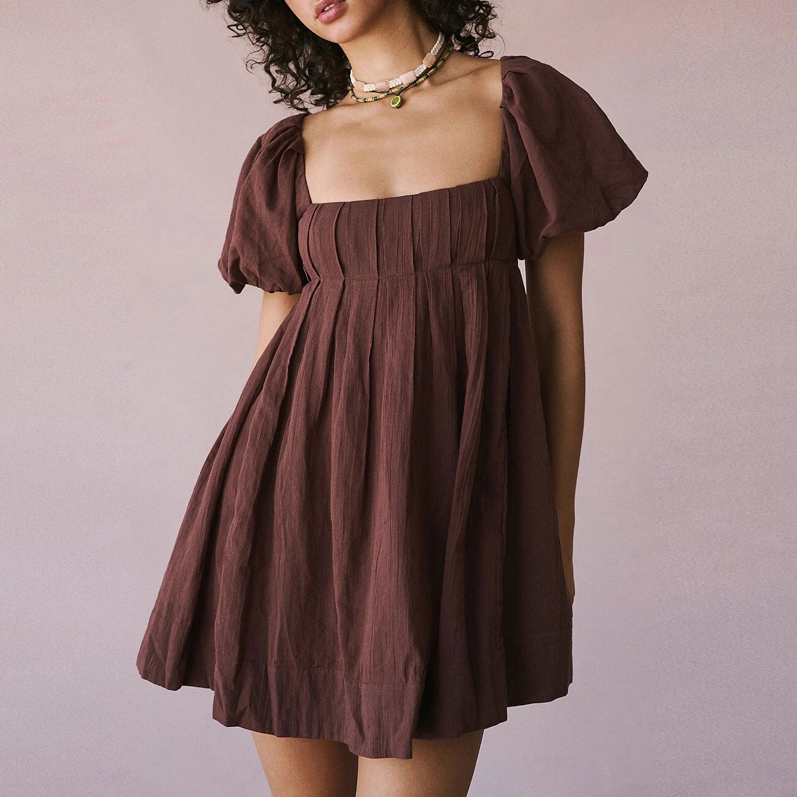 Puff Sleeve Babydoll Mini Dress for Summer Fun