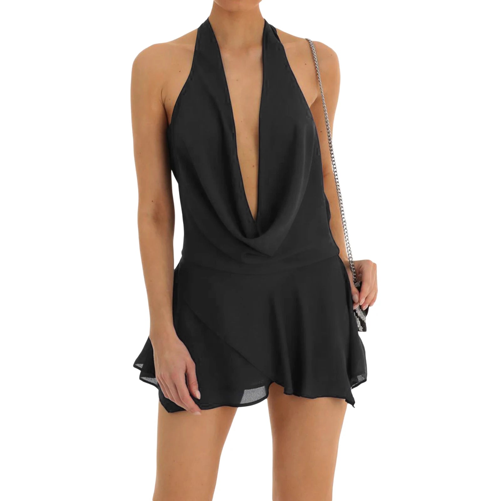 Stylish Sheer Black Mini Dress for Night Out