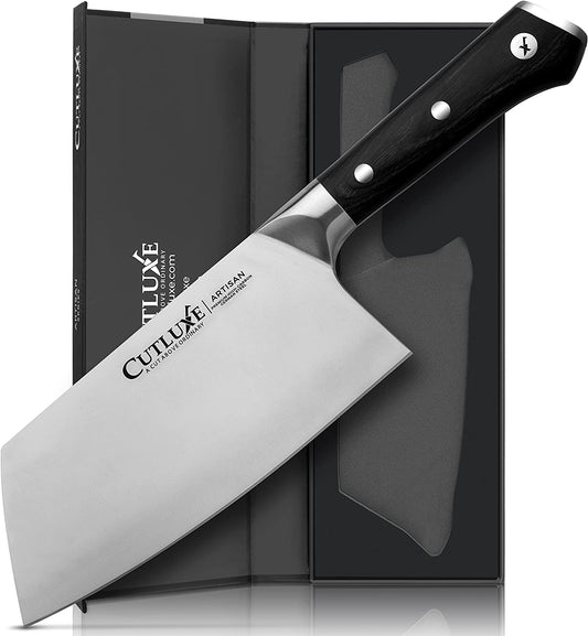 COOLINA Lixy Cleaver Knife, 8.7-in Hand-forged High Manganese Clad Steel,  Full Tang Butcher Knife, Kitchen Chef Knives for Camping, Outdoor Cooking