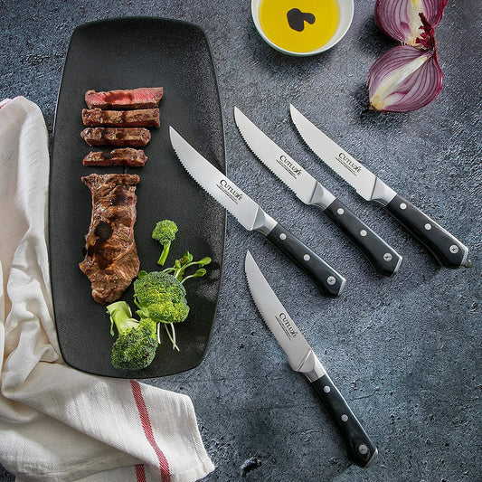 Cutluxe Chef, Santoku, Utility and Paring Knife Set– Forged High Carbon  German Steel – Full Tang & Razor Sharp – Ergonomic Handle Design – Artisan