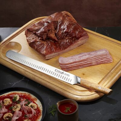 Premium Manual Beef Jerky Meat Slicer Cutting Board with Professional 10  inch Carving and Slicing Knife