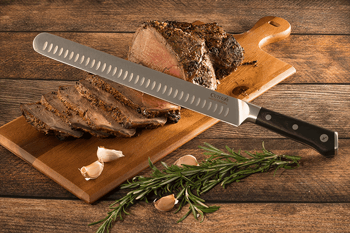 SpitJack BBQ Smoked Brisket Knife for Meat Carving and Slicing - SS, Granton Edge, 11 inch Blade