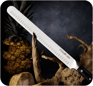 SpitJack BBQ Smoked Brisket Knife for Meat Carving and Slicing - SS,  Granton Edge, 11 Inch Blade 