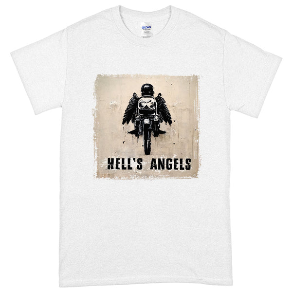 Printed Hell's Angels Heavy Cotton T-Shirt - Biker Tee Shirt - Graphic T-Shirt - Ecart