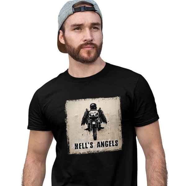 Printed Hell's Angels Heavy Cotton T-Shirt - Biker Tee Shirt - Graphic T-Shirt - Ecart