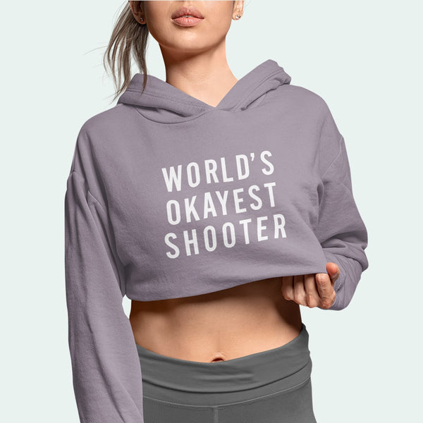 World's Okayest Shooter Women's Cropped Fleece Hoodie - Ecart